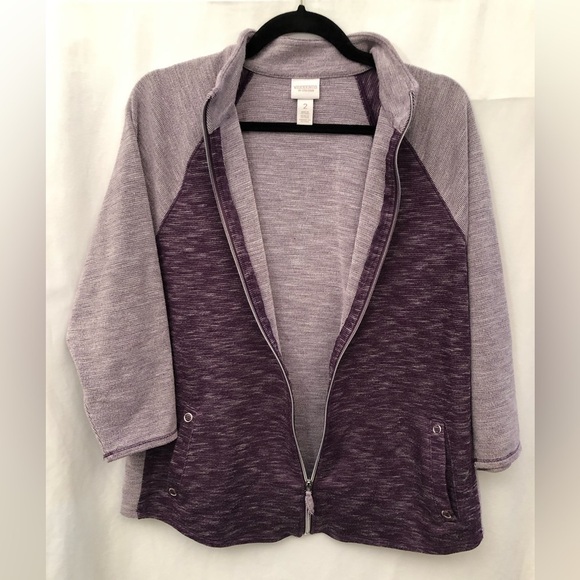 Weekends by Chicos Purple Spacedye Full Zip Jacket Size 2 Large - Picture 5 of 16